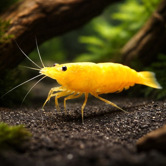Neocaridina davidi yellow natural aquarium image