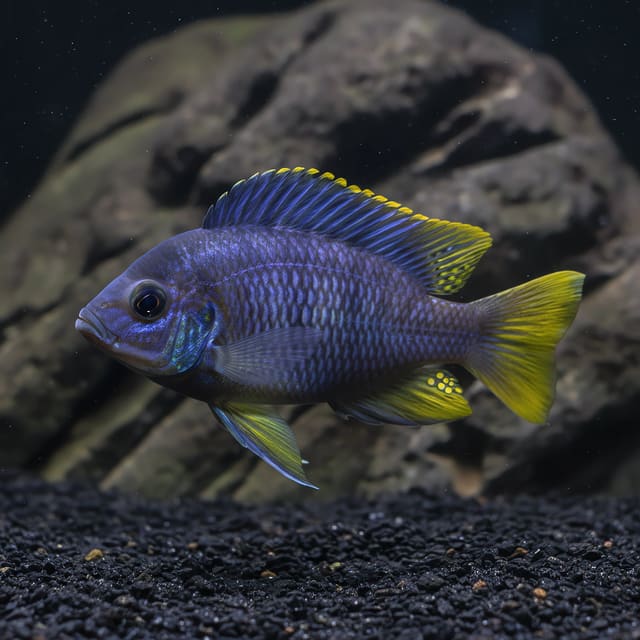 Yellowfin Borleyi Cichlid (Copadichromis borleyi) in a Lake Malawi aquarium