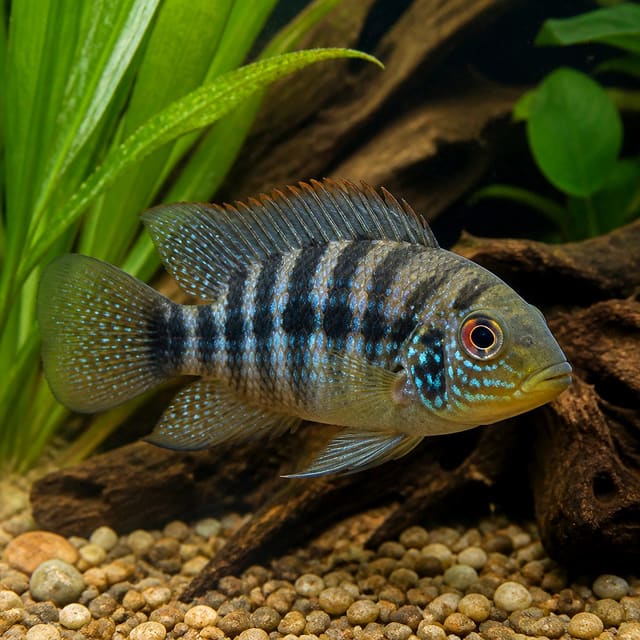 Zebra Acara (Nannacara adoketa) - striking blackwater dwarf cichlid from the Rio Negro