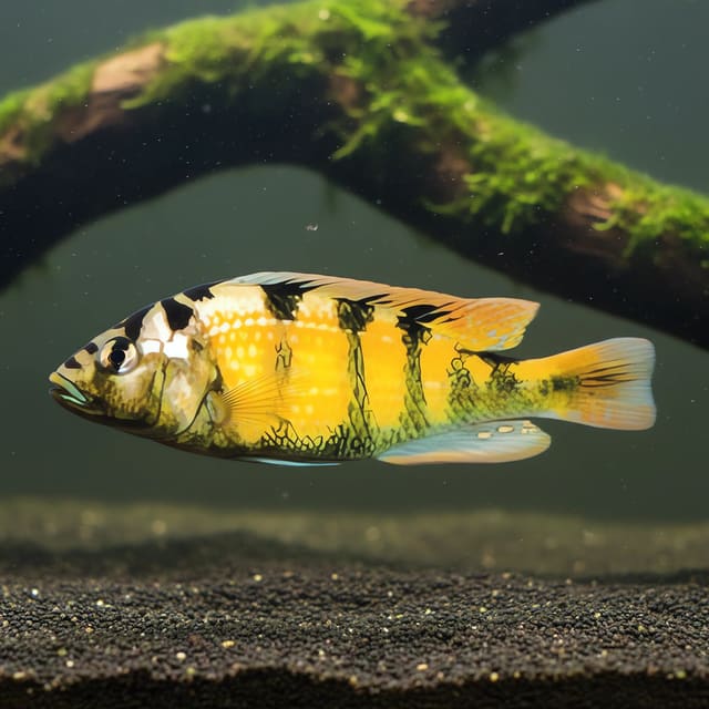 Zebra Obliquidens Cichlid (Astatotilapia latifasciata) in a hard-water aquarium