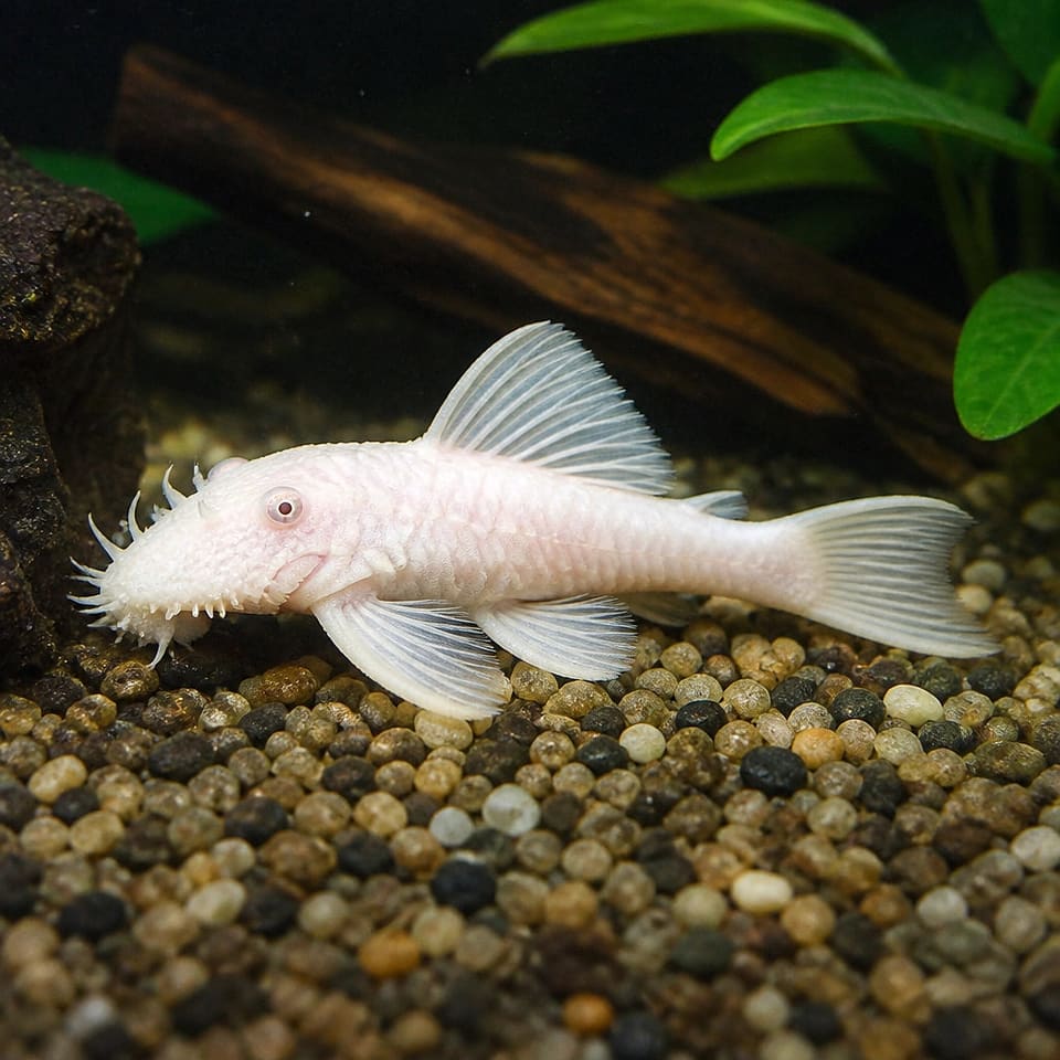 Snow White Bristlenose Pleco (Ancistrus sp.), 15cm