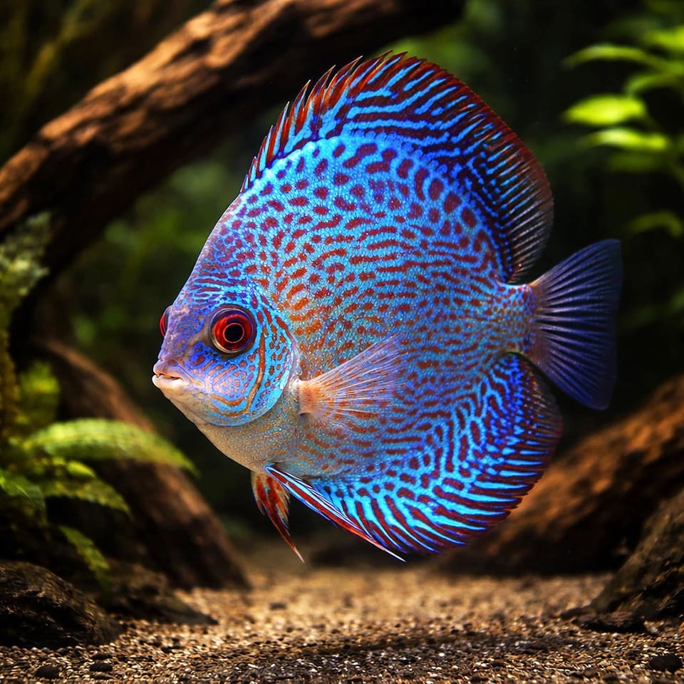 Blue Snakeskin Discus (Symphysodon spp.)